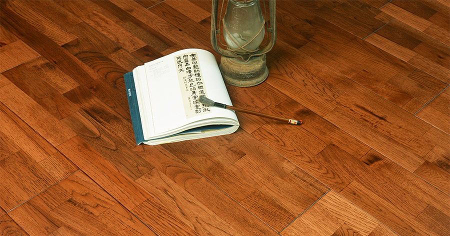 山核桃拼板深色仿古實木地板